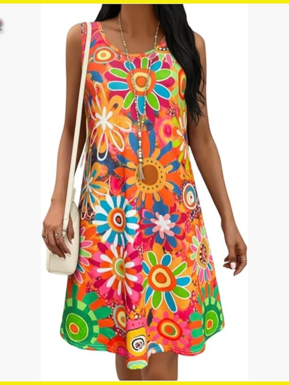 Sleeveless Floral A-Line Tank Dress Loose Fit Beach Casual Summer Chic